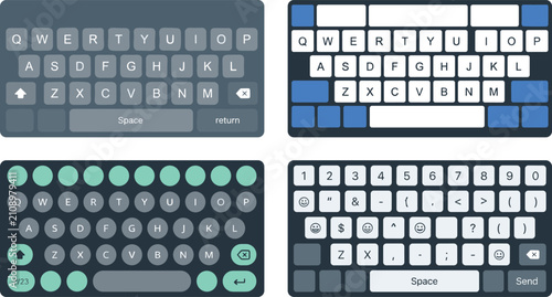 Fotografía Digital Smartphone Virtual Keyboard Layout Set with QWERTY Keys Numbers and Symb