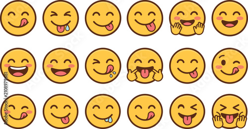 Fotografía Playful Emoji Face Icon Set with Happy Expressions Sticking Out Tongue and Drool
