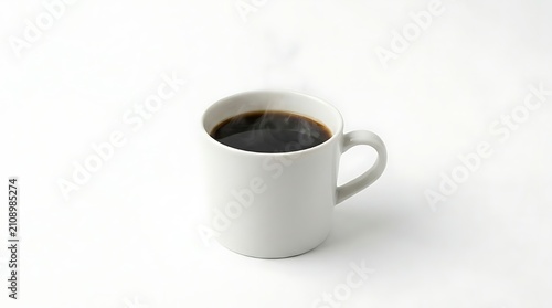 Steaming Cup of Black Coffee Isolated on White Background Morning Brew