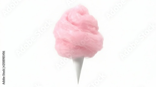 Sweet Pink Cotton Candy on White Background Classic Fairground Treat