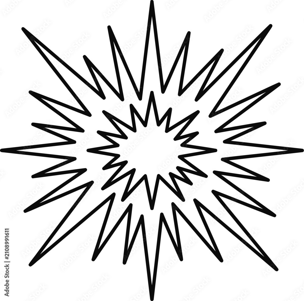 Fototapeta premium Abstract star burst shape with layered jagged points.