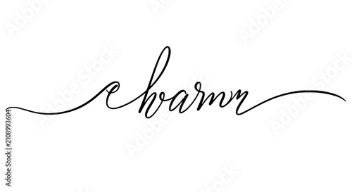 Canvas-taulu Elegant Charm script text, black calligraphy on white background, handwritten