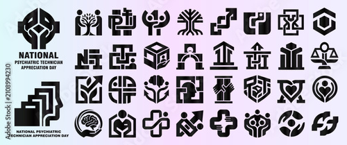 Foto Psychiatric Technician Appreciation Day Mental Health Icon Set