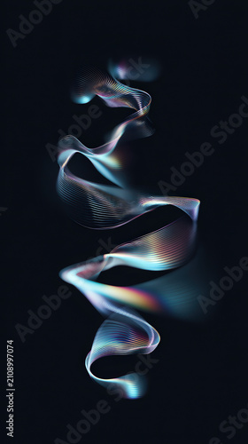 Abstract rainbow light waves flowing vertically with a dark background creating a dynamic visual effect