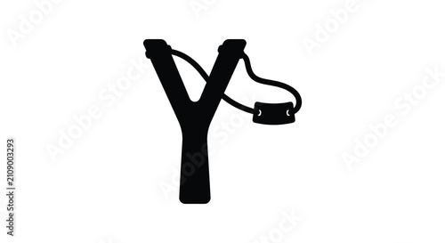 Obraz na płótnie Slingshot Silhouette Against A White Background catapult
