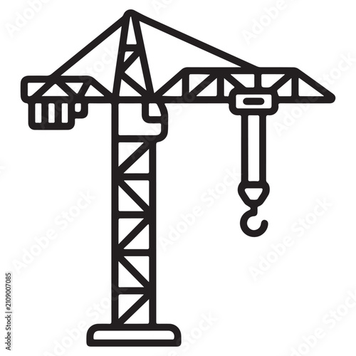 Crane Outline Icon for Construction and Industrial Building Projects