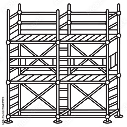 Construction Scaffolding Outline Icon for Building Industry Apps and Ui