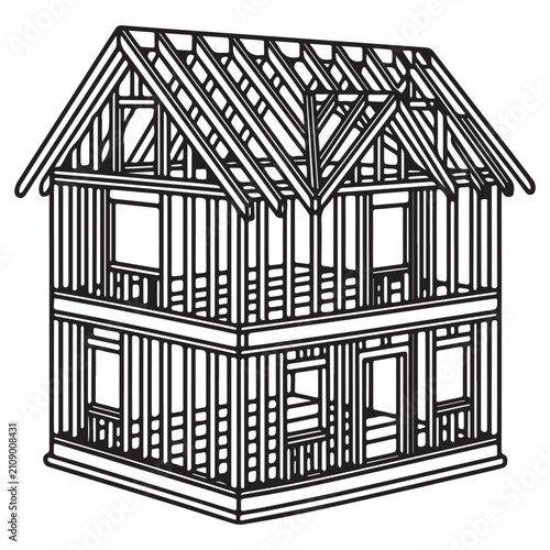 Construction House Frame Outline Icon Building Structure Architecture