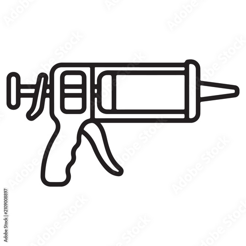 Caulk Gun Outline Line Icon for Construction and Home Improvement Apps