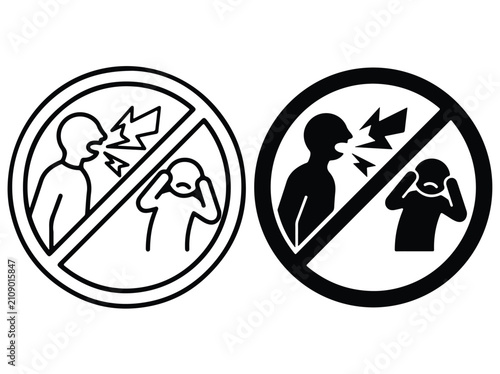 Office Verbal Harassment Prohibition Icon Two Style Black and White