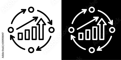 Continuous Improvement Icon Set White Line Style Collection