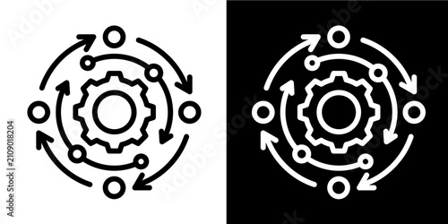 Management Cycle Icon Set White Line Style Collection