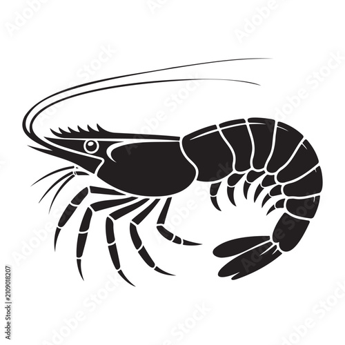 Shrimp Silhouette Seafood Crustacean Marine Animal Illustration
