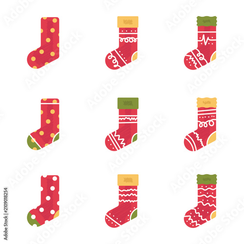 Cute Christmas Socks Clipart Set for Holiday Decoration