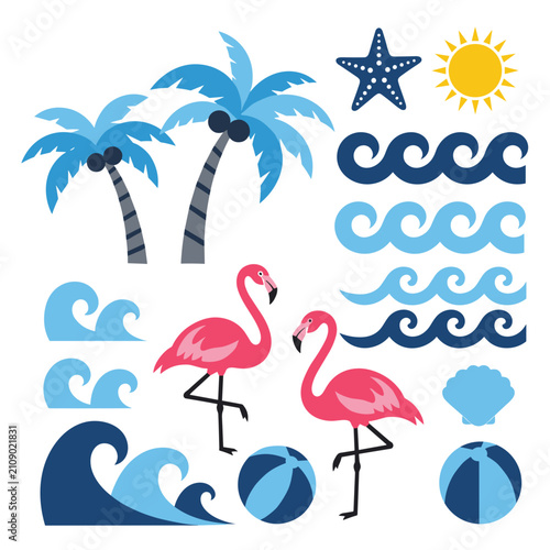Fun Colorful Beach Vacation Graphics Set
