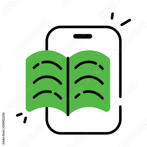 Conceptual flat design icon of mobile book
