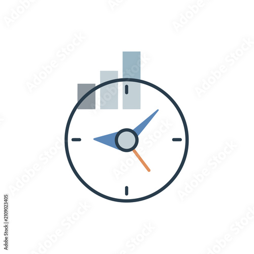 Clock and Bar Chart Business Productivity Icon