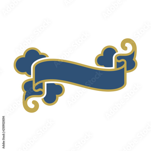 Blue and gold ribbon with decorative elements