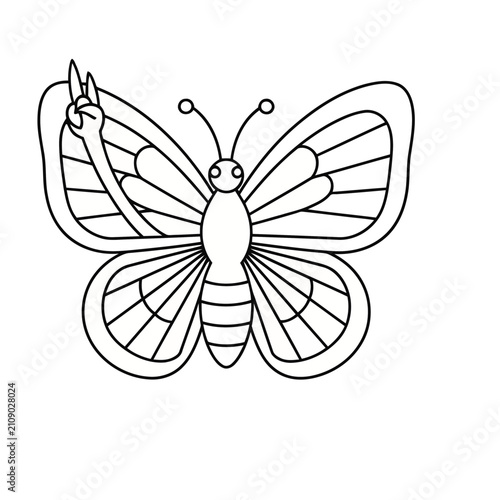 Butterfly with hand making peace sign