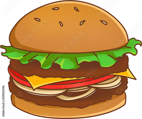 Delicious cheeseburger hamburger fast food illustration element