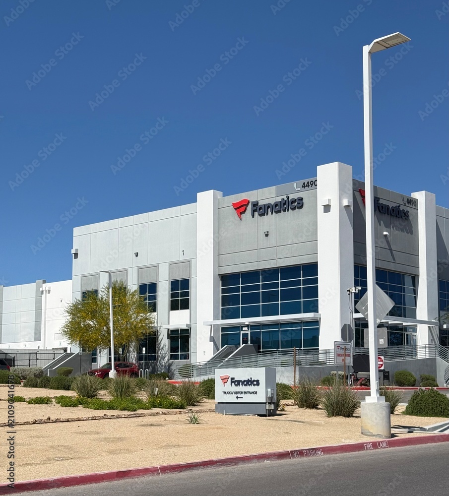 Obraz premium Las Vegas, NV, USA - April 4, 2026 - Fanatics office building. Fanatics is an American sports platform that consists of licensed sports merchandise, trading cards & collectibles, and sports betting.