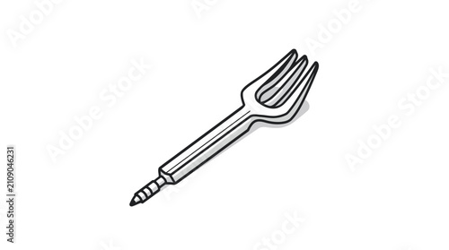 Fotografie Single kitchen dinner fork line art icon