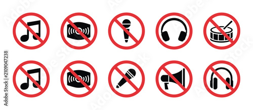 Foto Mute And Audio Disabled Vector Icon Collection With No Sound, Silent Mode, Speak