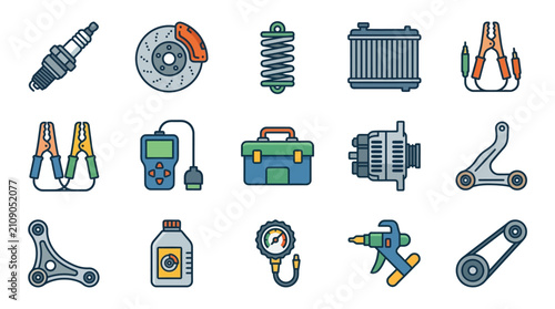 Bild auf Leinwand Automotive Maintenance Tools Collection.