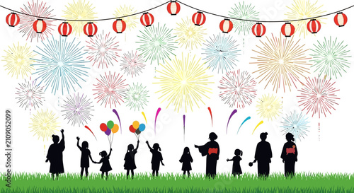 Schilderij op canvas Vibrant and celebratory flat vector illustration with colorful confetti, balloons, and streamers