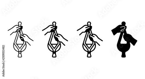 Cuadro en lienzo Hand Holding Musical Triangle Instrument, Percussion Beat Maker Icons, Simple Li