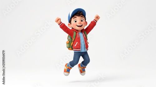 Excited Student Jumping with Backpack Back to School Illustration