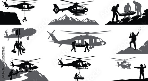 Emergency Helicopter Mountain Rescue Transparent Vector