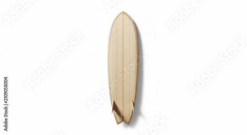 Surfboard on white background alone.