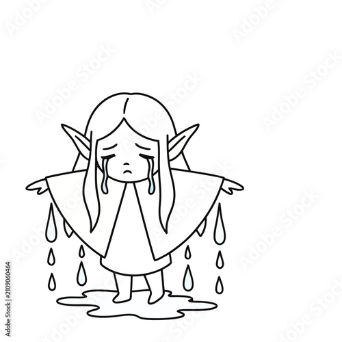 Canvas Print Crying Elf Character Illustration