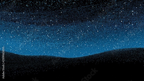 Night sky above a dark landscape digital artwork with stars and texture