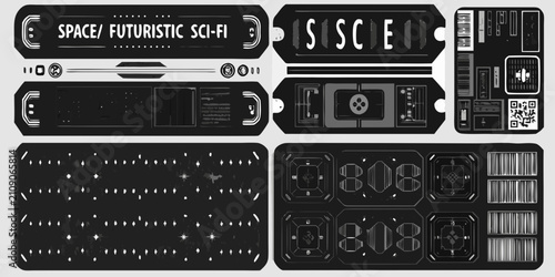 Photos Futuristic Sci fi Ticket And Card Design Elements Vector Illustration