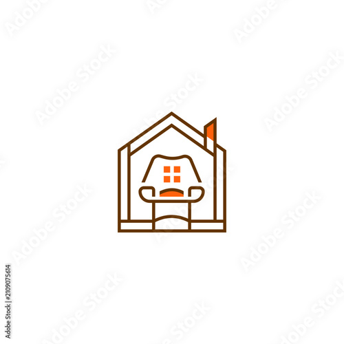 Modern Furniture Logo Design Vector Icon for Interior Design Home Decor Brand
