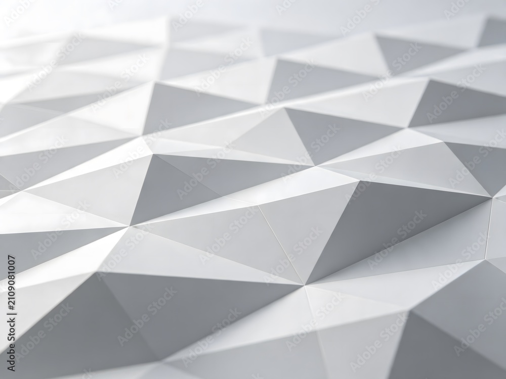 Fototapeta premium Abstract white geometric pattern with triangular 3d facets