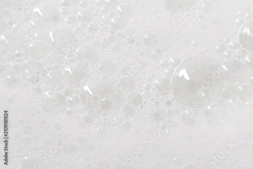 Soap bubbles or delicate white foam are tiny air bubbles that are tightly packed together.