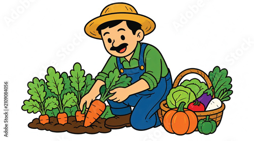 Whimsical Cartoon Carrot Growing in Garden Soil - Vibrant Illustration