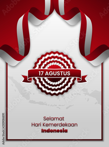 red indonesian independence day card design templates
