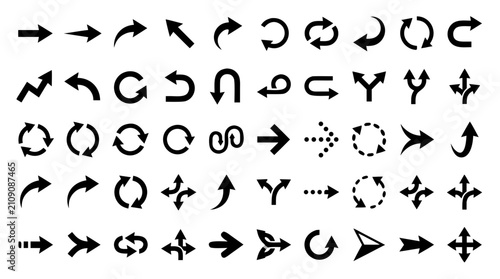 Arrows and Symbols in a Variety of Shapes and Styles, Including Curved, Straight, and Circular Designs