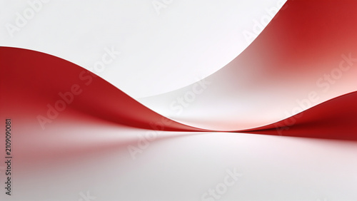 Soft red waves glide across a minimalist white surface