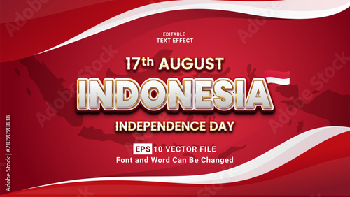 3d editable 17th august indonesia independnce day text effect
