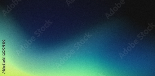 Foto Neon green blue gradient light blur shape on dark grain texture background with
