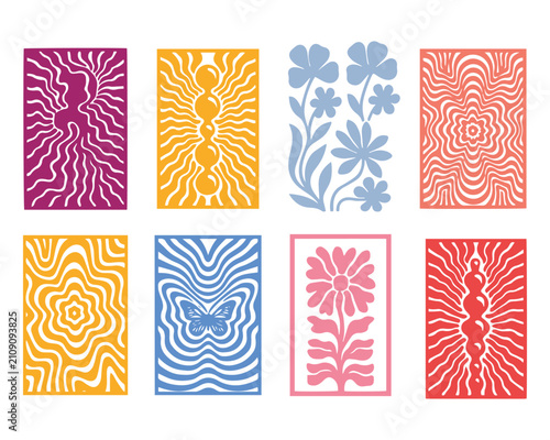 Colorful Abstract Seamless Pattern Collection Vector Set