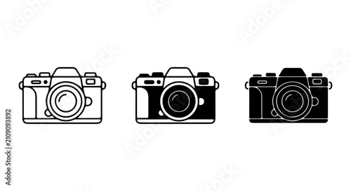 Tableau sur toile Retro SLR Camera Icons, Vintage Photography Equipment, Classic Film Device Set,