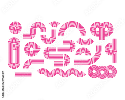 Abstract Pink Geometric Pattern Elements
