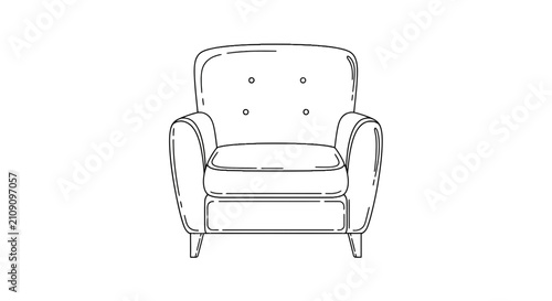 фотографія Comfortable modern armchair with button tufted backrest