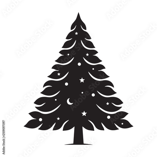 Christmas Tree Silhouette Black Vector Illustration
